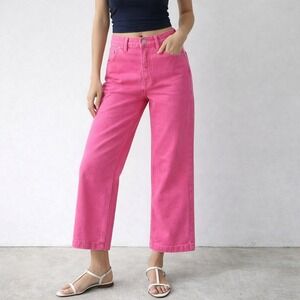 NWT Oak + Fort Cropped Twill Cropped Wide Leg Pants Pink XS